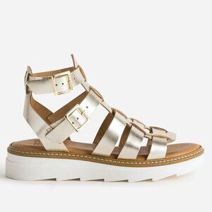 NEW CARLO PERA Made In Italy Leather Gladiator Sandals Platinum for women 563mn